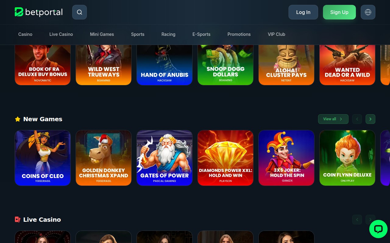 BetPortal Casino - Jeux de casino populaires